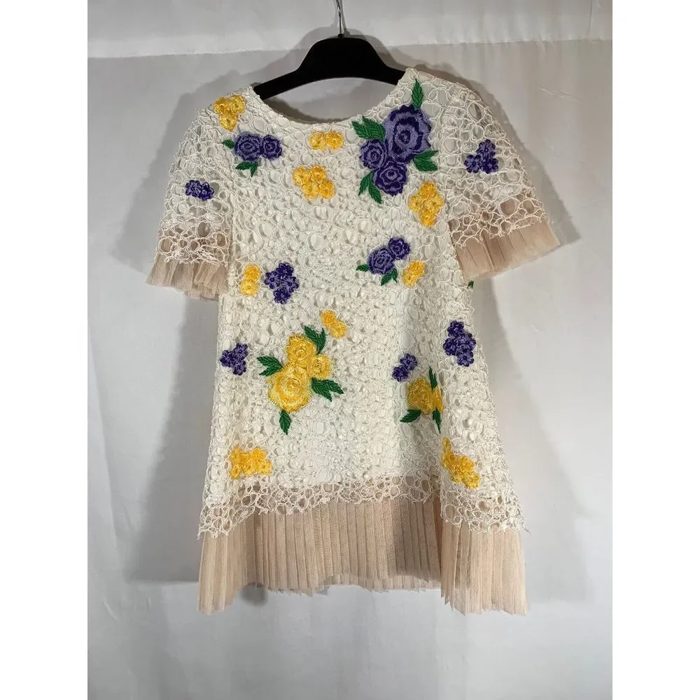 NEW $248 Tadashi Shoji Kids Bella Blossom Lace Dress Ivory [Girls‎ SZ 4 ] #G353
